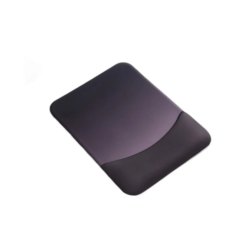 Square silica gel wrister mouse pad with cloth surface showing colour options including black, blue, pink and purple