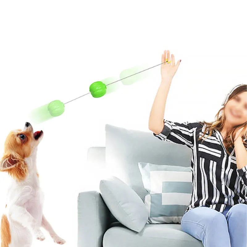 Plastic pumpkin-shaped dog chew ball with squeaker for small dogs in orange colour