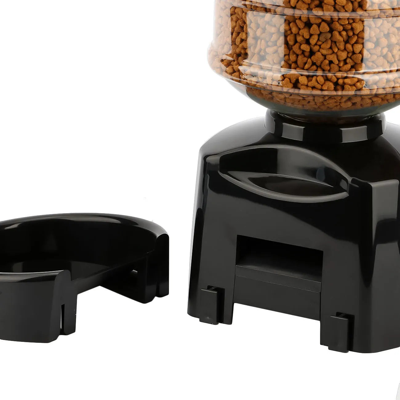 Timing intelligent automatic feeder in black and red plastic with 5.5L capacity and 21cm bowl