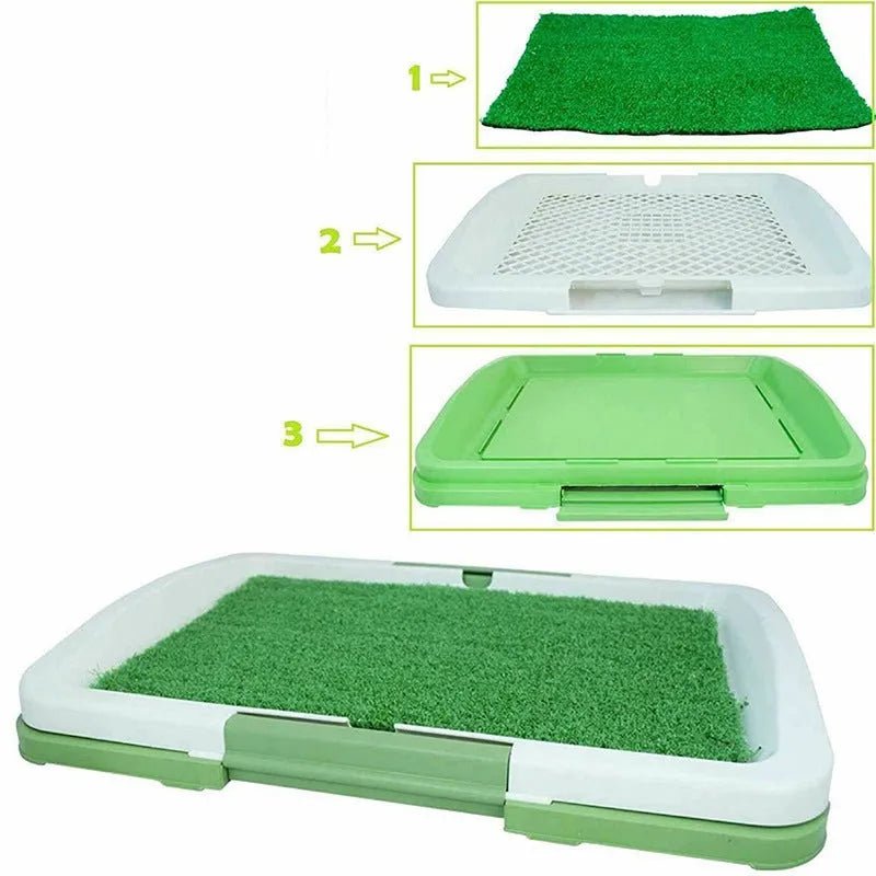 Green dog cleaning tool grid lawn flat toilet with non-toxic antibacterial carpet, 46.5 cm long