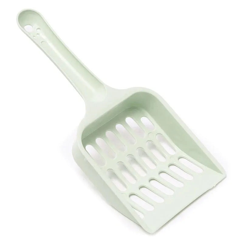 Plastic cat litter scoop in blue, green or pink colours, measuring 20cm long
