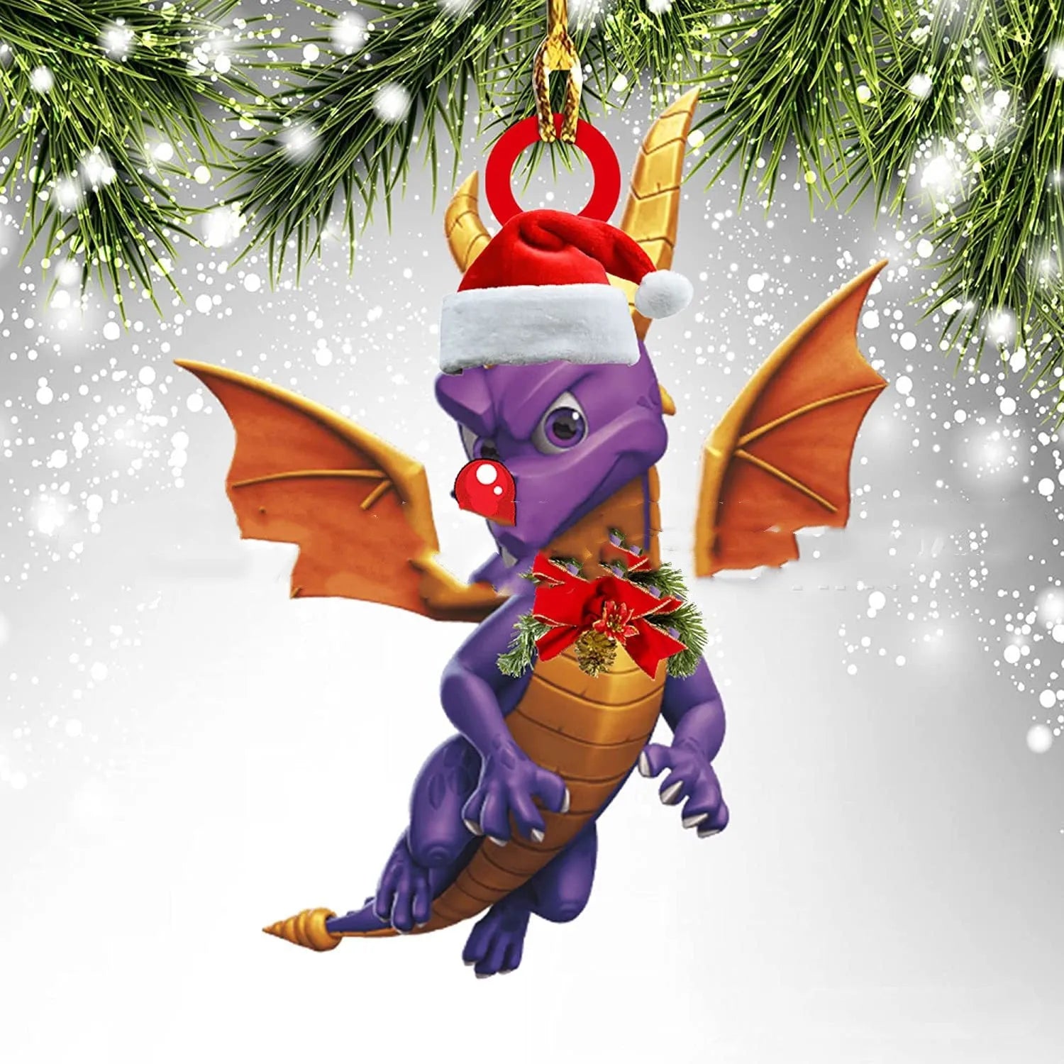 Dinosaur dragon egg Christmas pendant in acrylic, 8cm, one of 18 colour styles