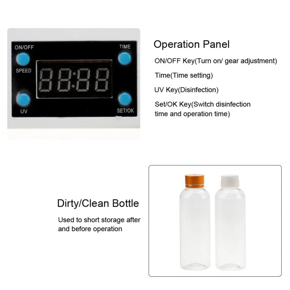 Portable oxygen spray hydro jet machine for blackhead removal and skin rejuvenation, 26cm size, with bottles and crystal heads.