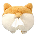 Yellow corgi butt-shaped car tissue box holder mounted on sun visor with elastic backing