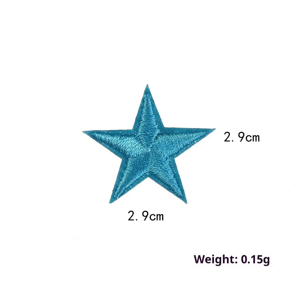 Colourful five-pointed star cloth embroidery labels for DIY clothing decoration.