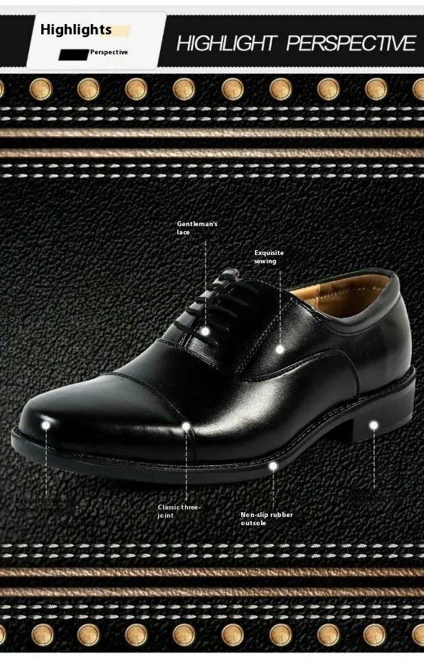 Men's mesh three connector business casual PU leather shoes with round toe and rubber sole