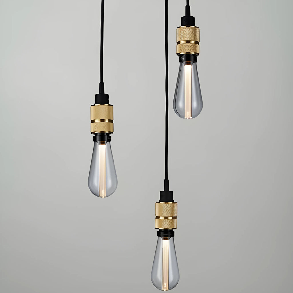Retro-style DIY chandelier ceiling light assembly kit in chrome finish with braided cord