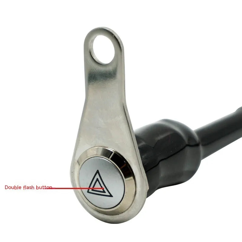 Black stainless steel motorcycle double flash switch with illuminated light ring and metal button