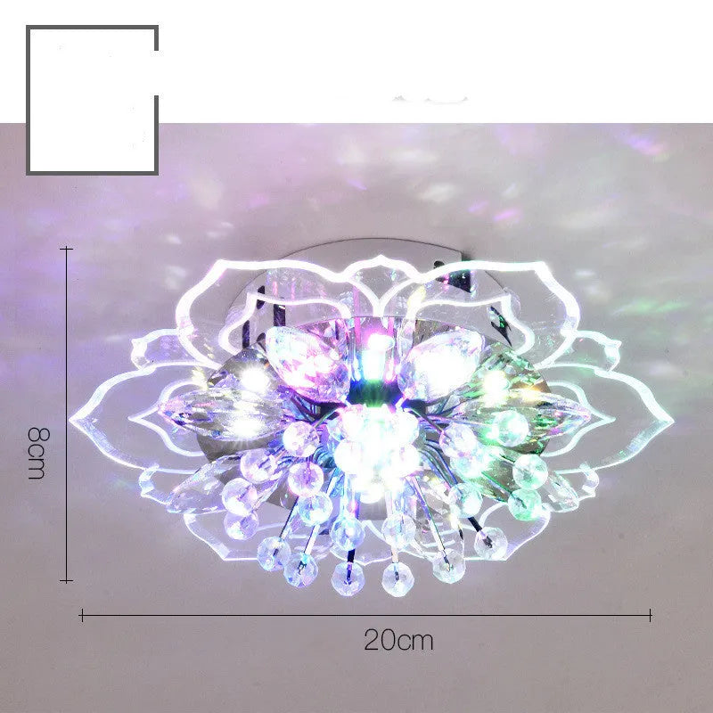 Modern crystal and acrylic ceiling lamp with flower-shaped design and LED light source for residential lighting