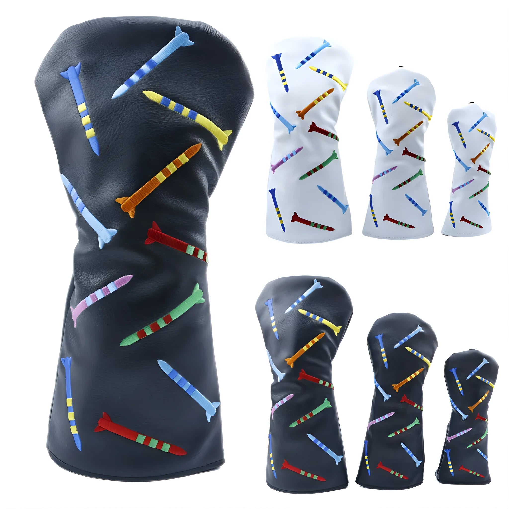 Black and white PU foam golf practice wooden pole sets in three different sizes