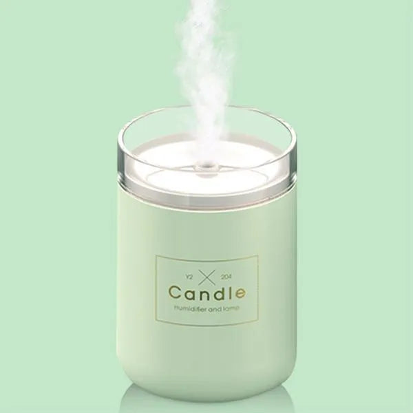 Mini USB mute air humidifier diffuser in fresh green with night light and 260ml tank