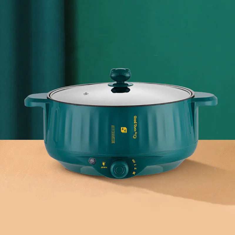 Integrated electric hot pot with stainless steel body in green or white colour