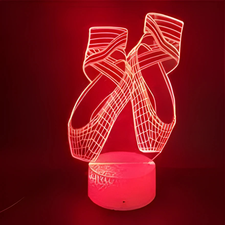 3D ballet night light with colourful LED illumination and remote control on display