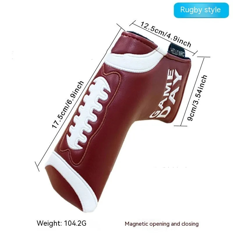 Golf straight bar putter sleeve in a selection of colourful designs with PU waterproof outer and fleece lining.