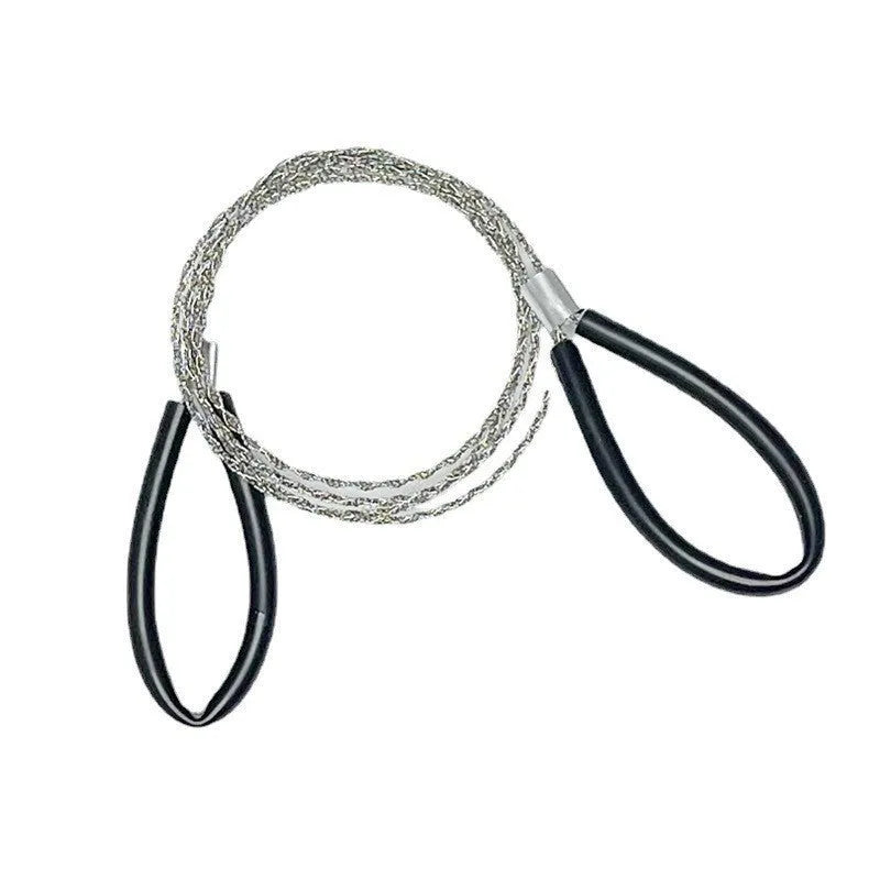 German stainless steel survival wire saw with black and red colour options, 75cm total length
