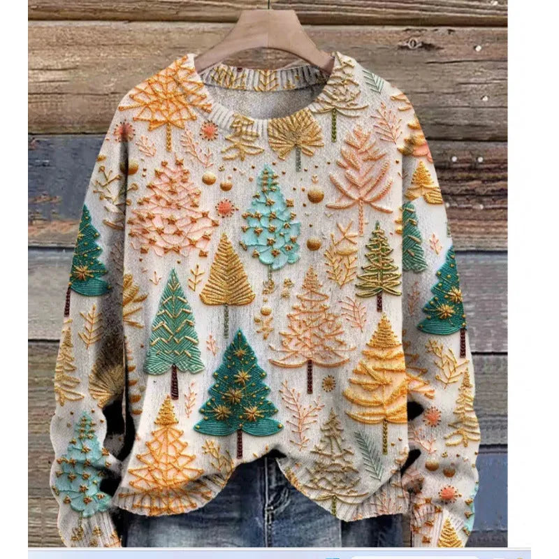 Little Flower digital printed round neck polyester sweater shown in one of twelve available colours.