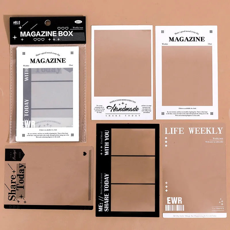 15 retro frame decorative stickers on transparent PET base paper for journal crafting