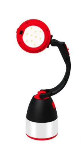 Black green three-in-one LED camping lamp with adjustable lighting angles and USB charging port