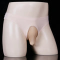 Ice silk men's underwear briefs in T-back design with open gun egg mould option on black background