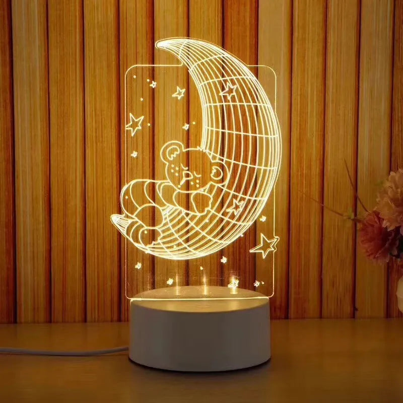USB acrylic night light 4W touch control three colour temperatures bedside decoration 20x17.5cm