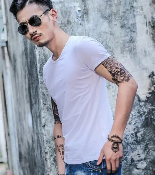 Men's casual short sleeve T-shirt in multiple colours made from 100% polyester fabric for summer