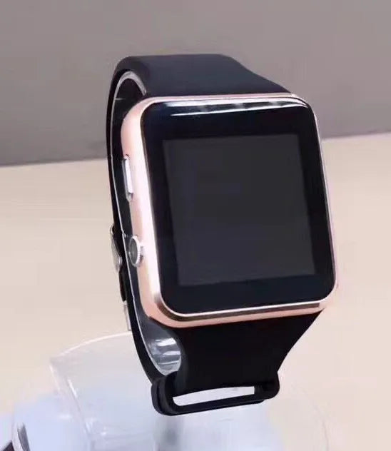 Black smart watch with 1.54-inch touch screen on a silicone strap, showing a fitness tracking display.
