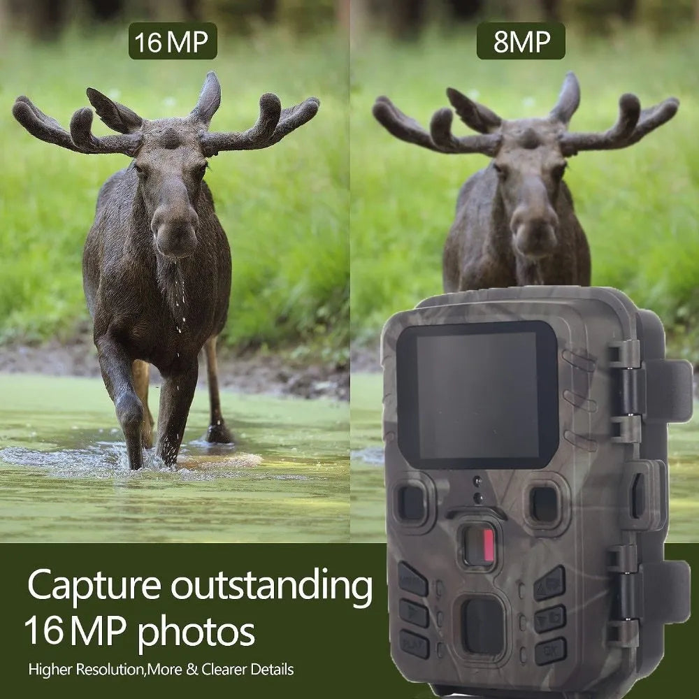 Black infrared night vision monitoring device with TF card slot and 12MP sensor
