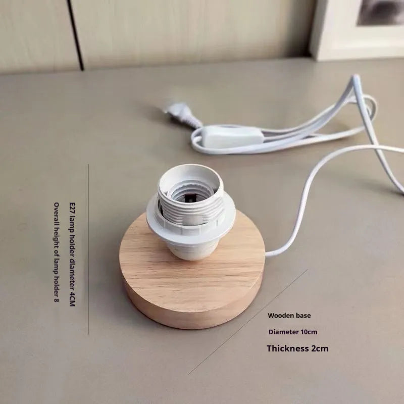 Mini table lamp with wooden base, modern simplicity style, black cord and US plug