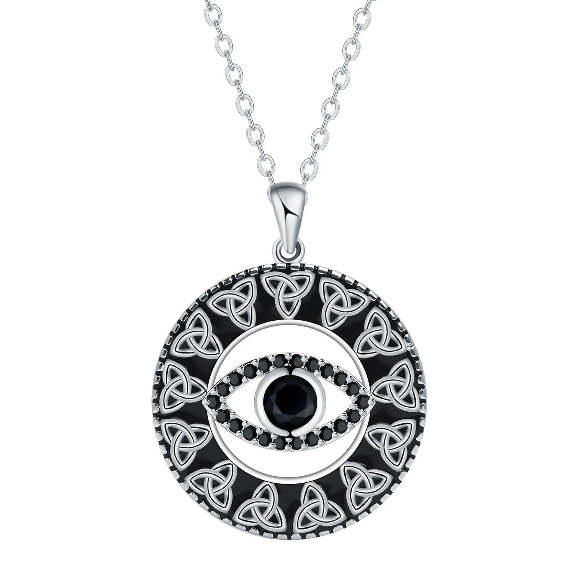 Copper Devil's Eye necklace with cross chain for women's jewellery
