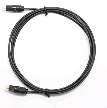 OD2.2 digital optical audio cable with TOSLINK connectors showing slim 2.2mm black PVC jacket.