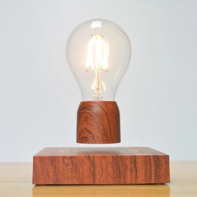 Magnetic levitation floating light bulb on imitation wood base