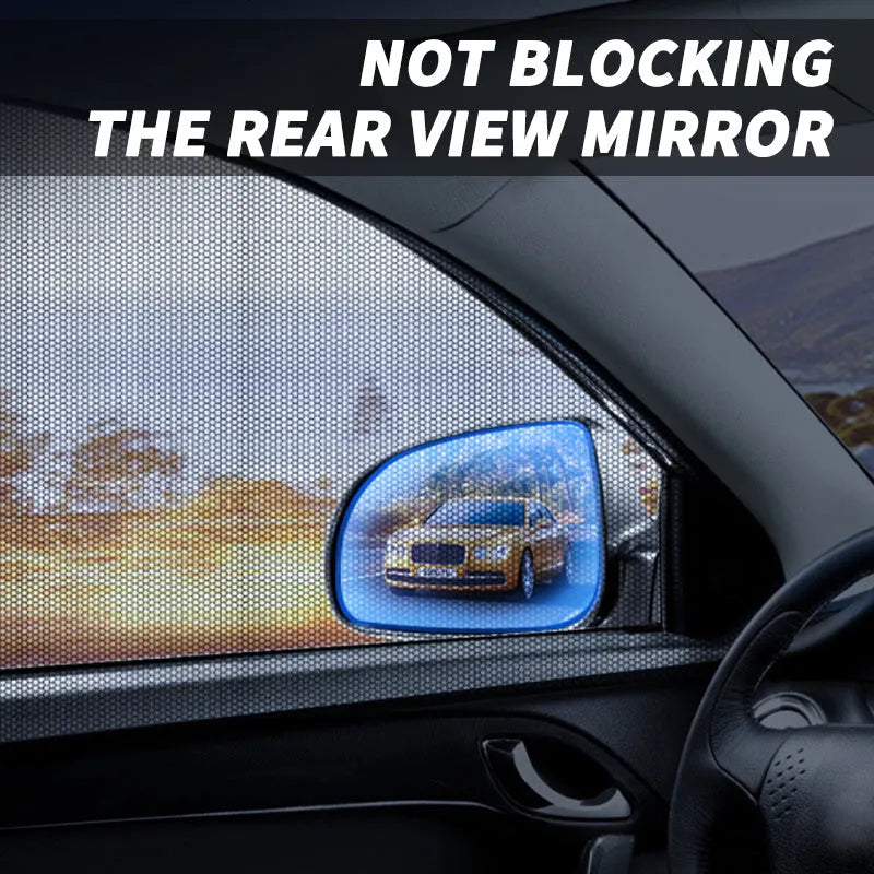 Car side window sunshades with mesh covering for sun and mosquito protection