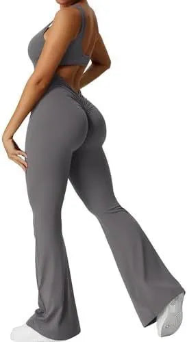 Women's sleeveless polyester yoga jumpsuit in various colours