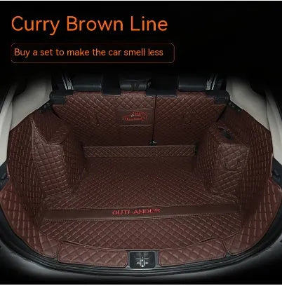 Mitsubishi Outlander 3D boot liner with high edges in a wine red colour with contrasting beige lines.