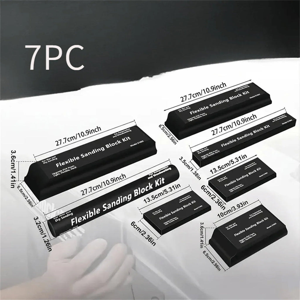 Set of seven black frosted EVA display blocks with visible metal fittings