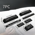 Set of seven black frosted EVA display blocks with visible metal fittings