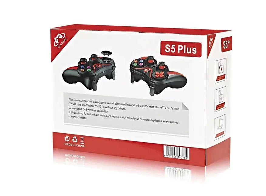 S5 Plus red mobile game console controller with bracket and USB cable for Android iOS