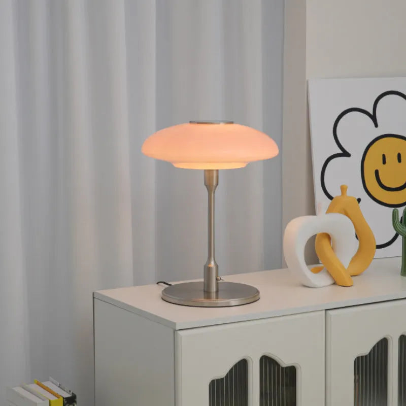 Korean vintage style bedside atmosphere lamp with metal holder in golden orange, white, pink or golden white