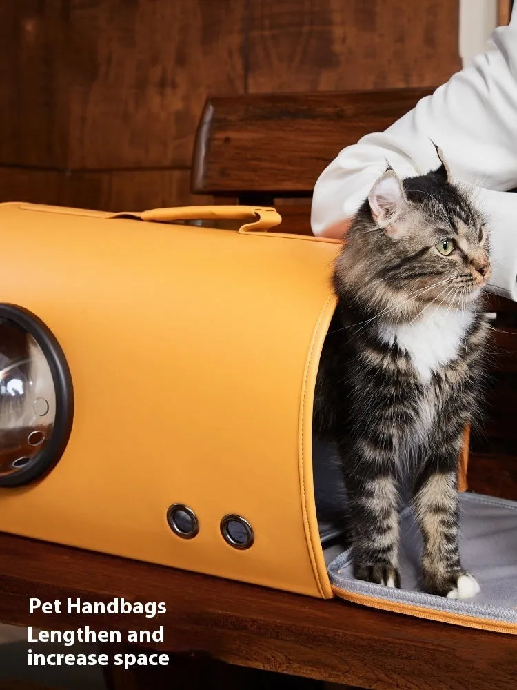 Outdoor pet carrier bag for cats and small dogs with shoulder strap in Elk Orange colour