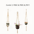 Woven wire cotton rope plant hanger macramé pot holder in European American village style