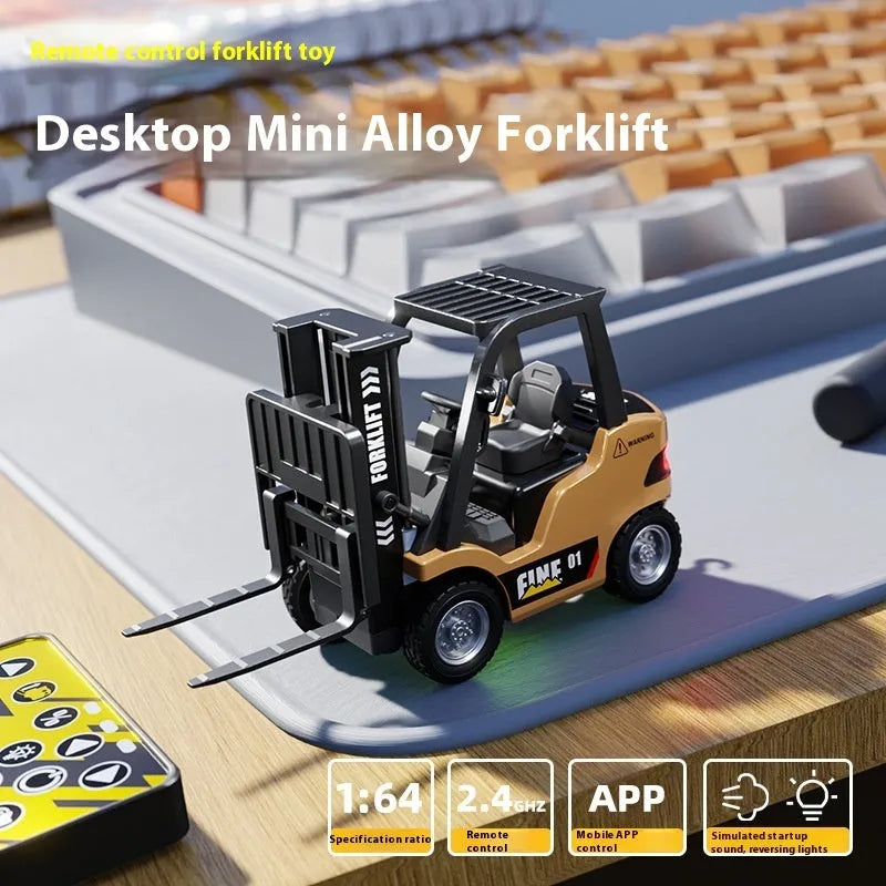 1:64 scale alloy Bluetooth remote-control forklift model with mobile app control
