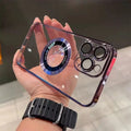 Magnetic hard shell PC phone case with lens protection for iPhone in black, all-inclusive coverage