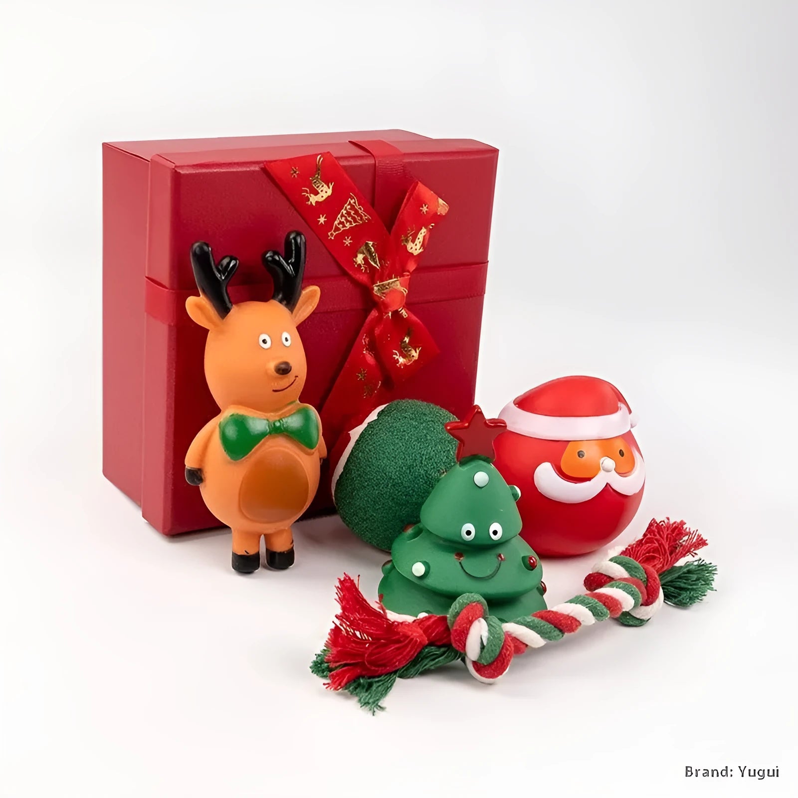Christmas dog toy gift sets in vinyl with seven festive design options for bite-resistant chewing
