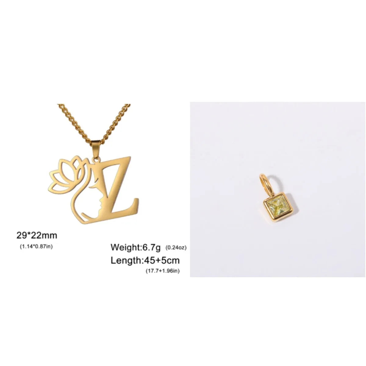 Stainless steel cross chain necklace with pendant in gold or silver electroplated finish