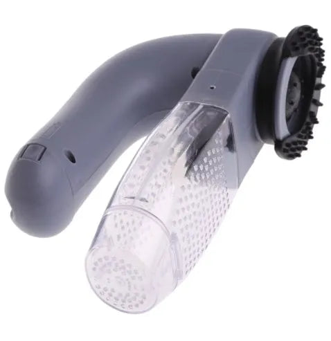 Grey portable electric pet hair vacuum cleaner with soft rubber brush head for dogs and cats
