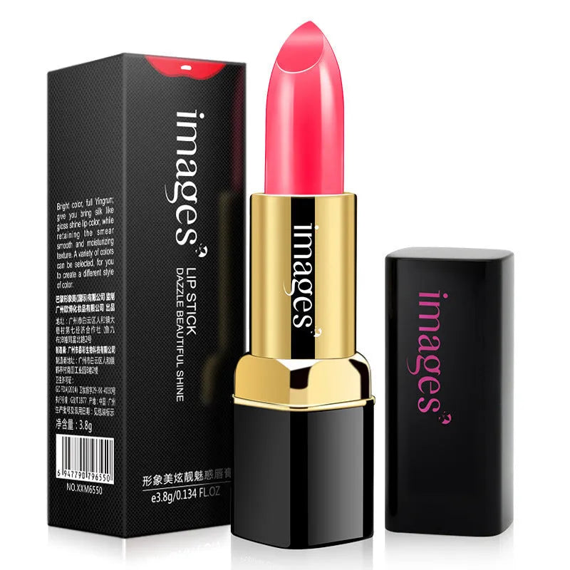 Moisturising lipstick lip gloss stick in 3.8g size, shown in a range of ten colours