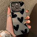 PC laser heart mobile phone shell for Apple iPhone, gray variant, all-inclusive protective case with cartoon elements