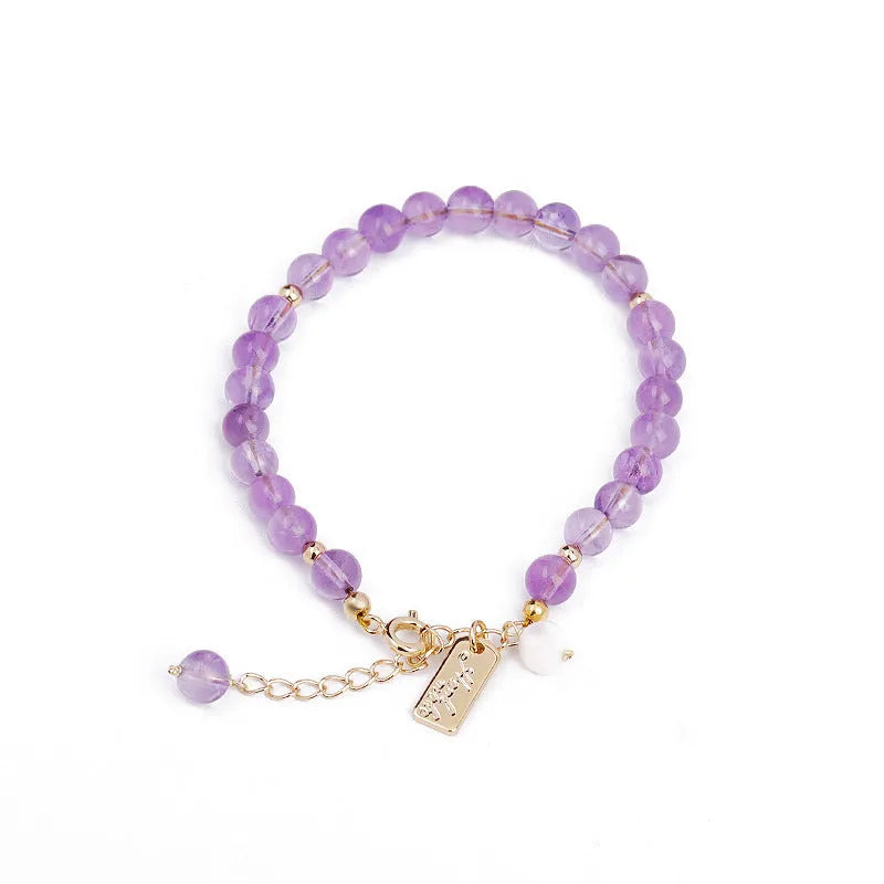 Women's natural amethyst crystal bracelet with zodiac animal design in lavender colour options