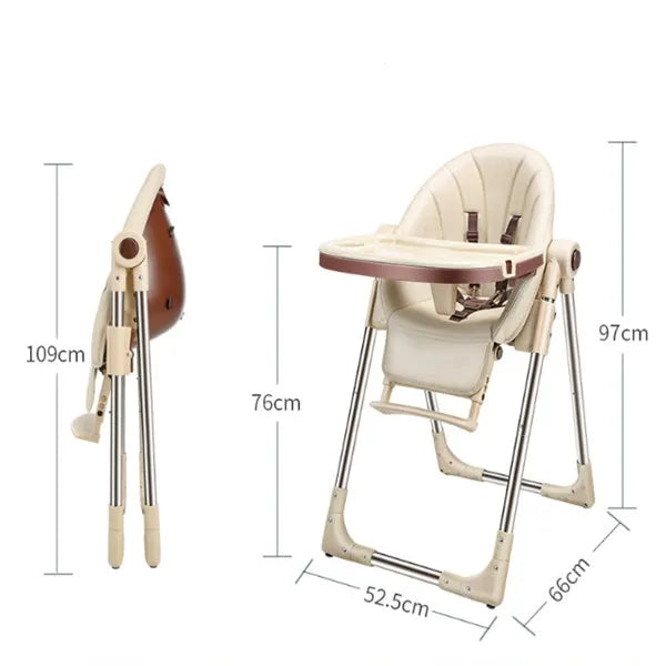Baby chair with grow-up design, stable anti-fall structure, and waterproof plate in dream powder colour