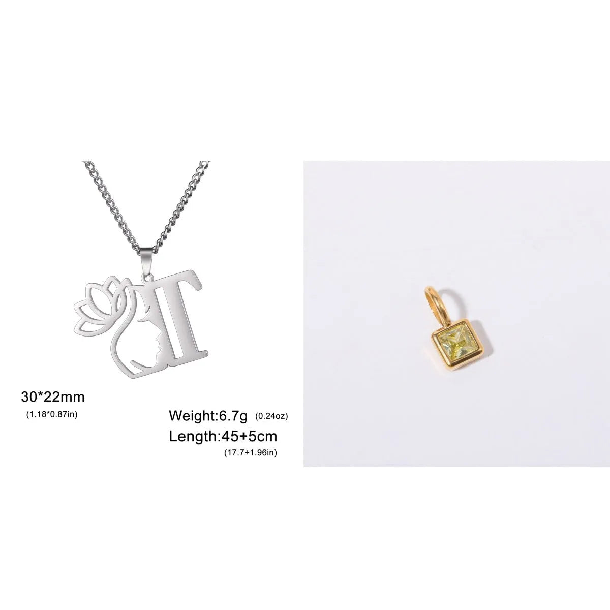 Stainless steel cross chain necklace with pendant in gold or silver electroplated finish